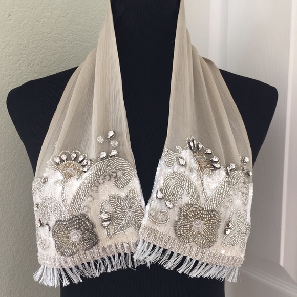 🚫SOLD🚫 Dries Van Noten • Silk Bead Embellished Bib Scarf - Picture 2 of 8